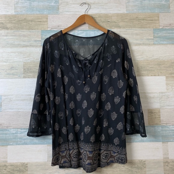 Lucky Brand Boho Bell Sleeves Top - Picture 1 of 6